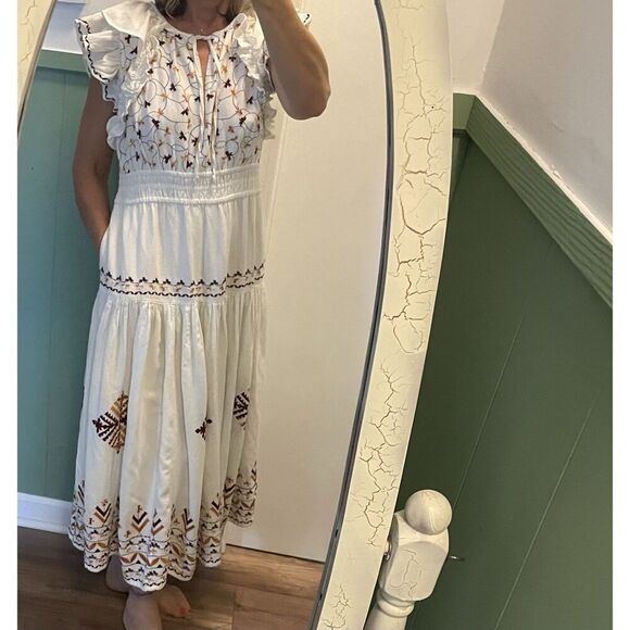 Anthropologie Embroidered Midi Dress Size M $248 - Picture 10 of 10